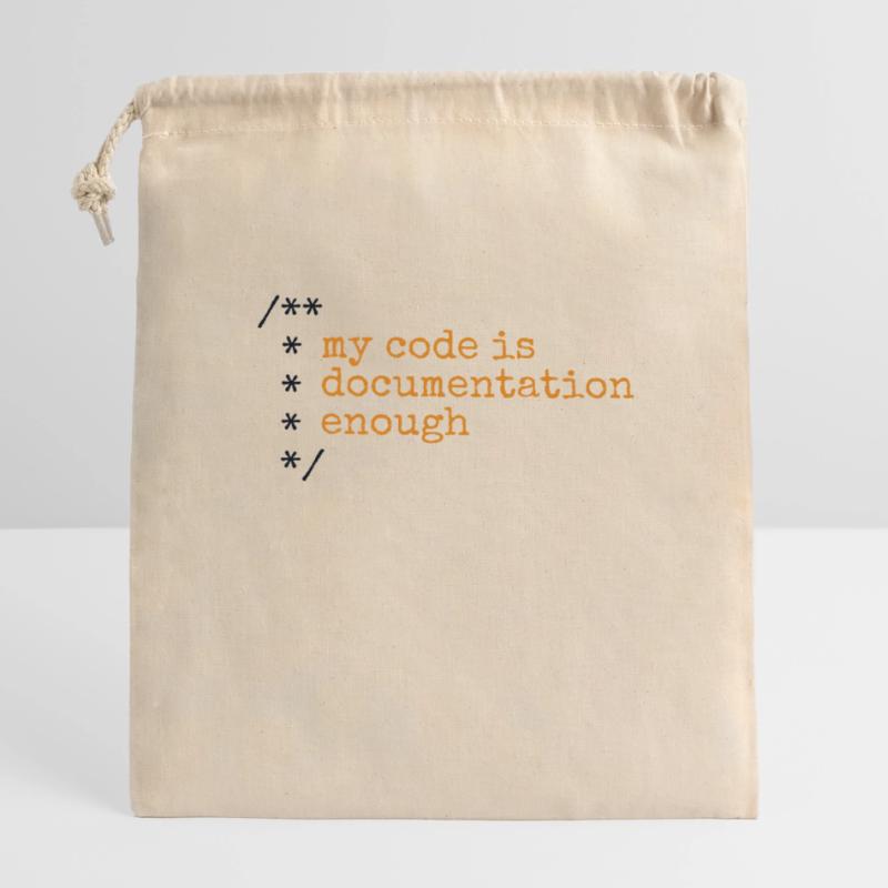 Mon code est assez documenté développeur Sac cadeau en coton avec cordon (14 x 20 cm)