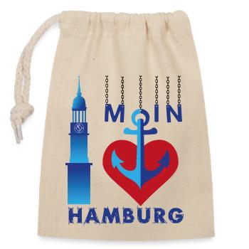 J’adore Hambourg - Sac cadeau en coton avec cordon (14 x 20 cm) - nature - Devant