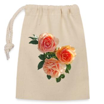 Peach Rose Bouquet - Closable cotton gift bag (14x20cm) - nature - Front