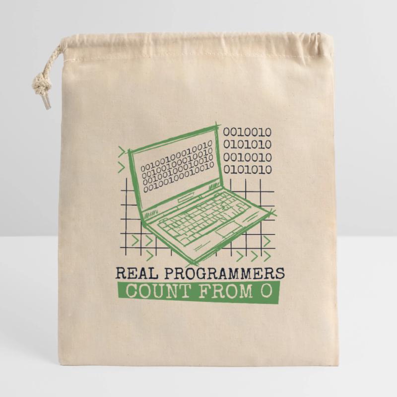 Real Programmers Count From 0 Developer Coder Verschließbarer Geschenkbeutel aus Baumwolle (14x20cm)