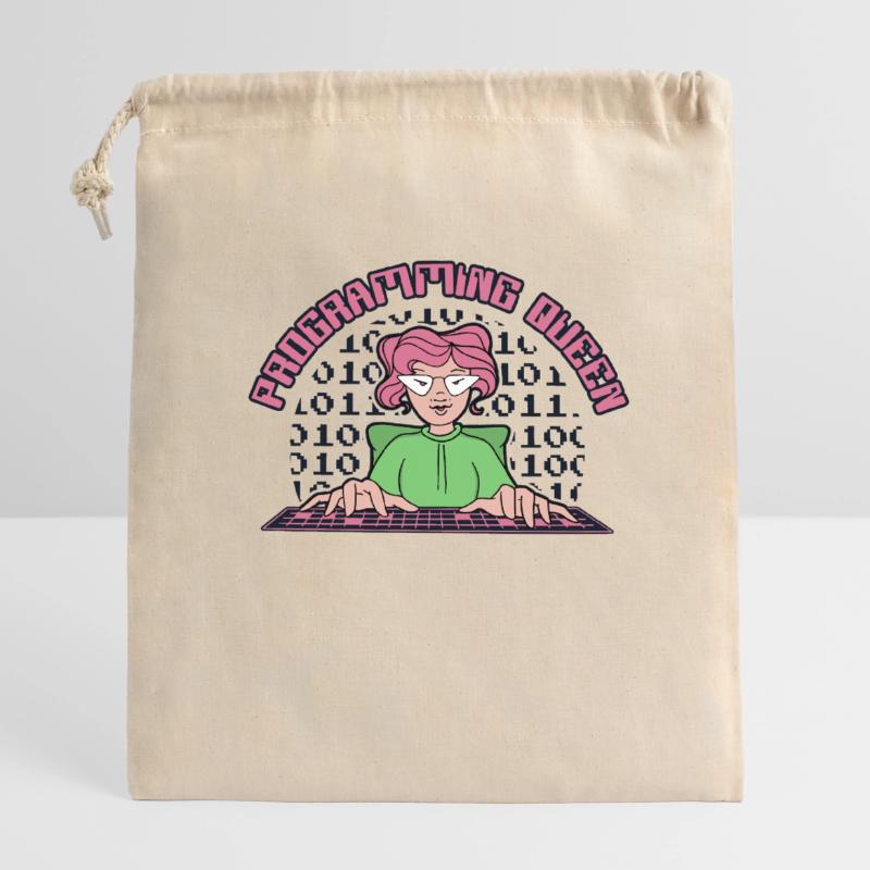 Programming Queen Softwareentwickler Developer Verschließbarer Geschenkbeutel aus Baumwolle (14x20cm)
