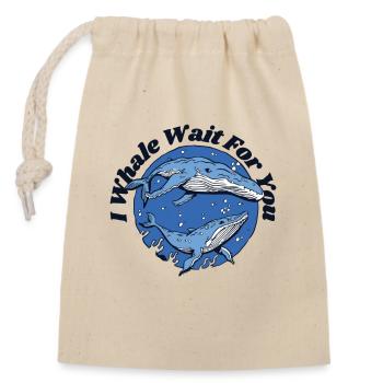 Je t’attends Béluga bleu Cachalot Baleine - Sac cadeau en coton avec cordon (14 x 20 cm) - nature - Devant