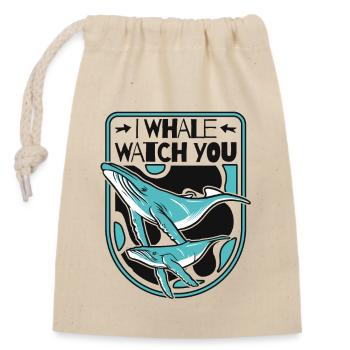 Je vous observe Béluga bleu Cachalot Baleine - Sac cadeau en coton avec cordon (14 x 20 cm) - nature - Devant