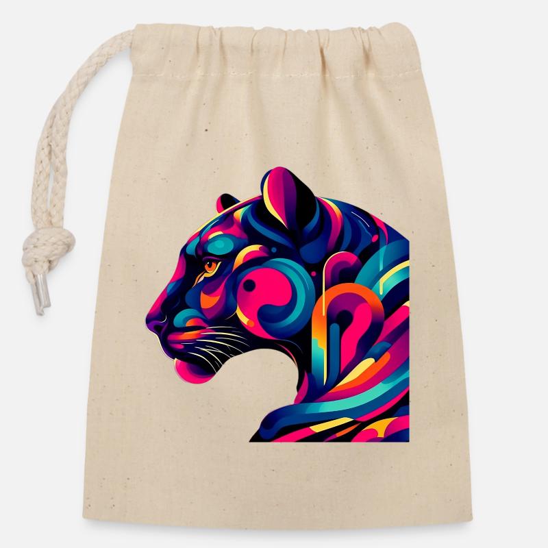 Panther - Verschließbarer Geschenkbeutel aus Baumwolle (14x20cm) - Natur