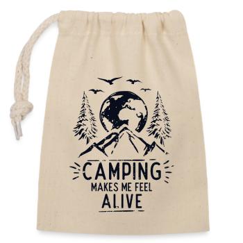 Le camping me fait me sentir vivant Tentes de camping - Sac cadeau en coton avec cordon (14 x 20 cm) - nature - Devant