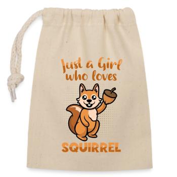 Just A Girl Who Loves Squirrel Fuchshörnchen - Verschließbarer Geschenkbeutel aus Baumwolle (14x20cm) - Natur - Vorne