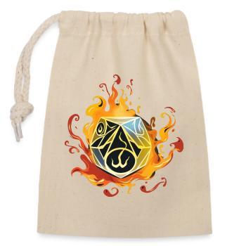 W20 Silhouette In Flammen Fantasy RPG Shirt - Verschließbarer Geschenkbeutel aus Baumwolle (14x20cm) - Natur - Vorne