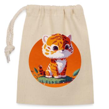 Little Tiger So Cute Child - Closable cotton gift bag (14x20cm) - nature - Front