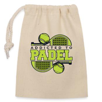 Accro au padel Paddle Tennis Paddleball Padel - Sac cadeau en coton avec cordon (14 x 20 cm) - nature - Devant