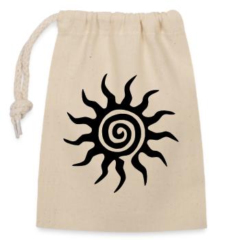 Spirale Schwarze Sonne - Verschließbarer Geschenkbeutel aus Baumwolle (14x20cm) - Natur - Vorne
