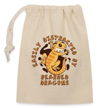 Easily Distracted By Bearded Dragons Pogona - Closable cotton gift bag (14x20cm) - nature - Front