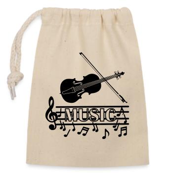 Violin music logo - Closable cotton gift bag (14x20cm) - nature - Front