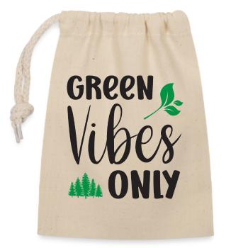 Green Vibes Only - Closable cotton gift bag (14x20cm) - nature - Front