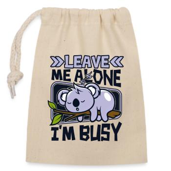 Leave Me Alone I'm Busy Koalabear Eucalyptus - Closable cotton gift bag (14x20cm) - nature - Front