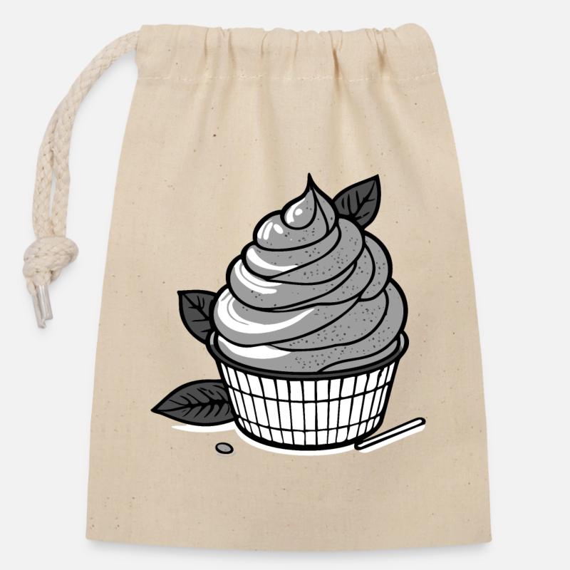 Crème glacée au matcha - Sac cadeau en coton avec cordon (14 x 20 cm) - nature