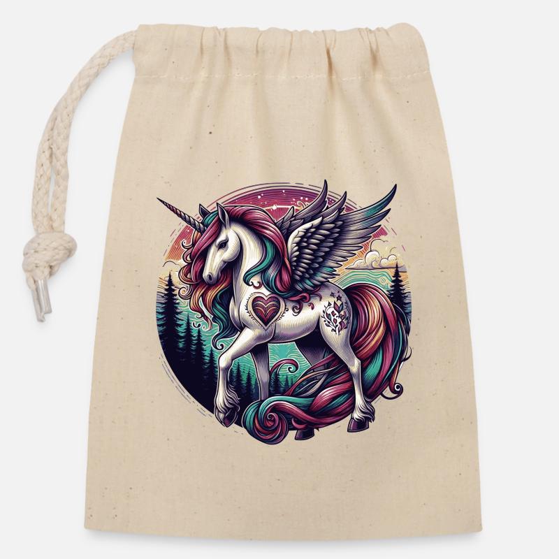 Unicorn Unicorns - Closable cotton gift bag (14x20cm) - nature