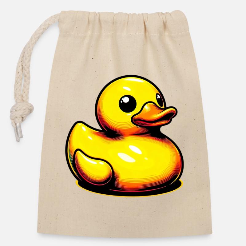Caneton Canard Canard - Sac cadeau en coton avec cordon (14 x 20 cm) - nature