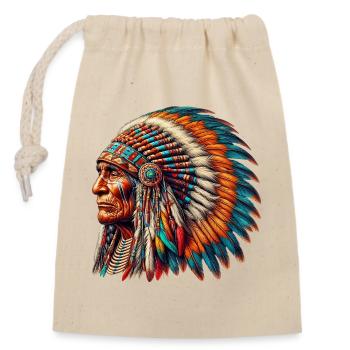 American Indian American Red Skin - Closable cotton gift bag (14x20cm) - nature - Front