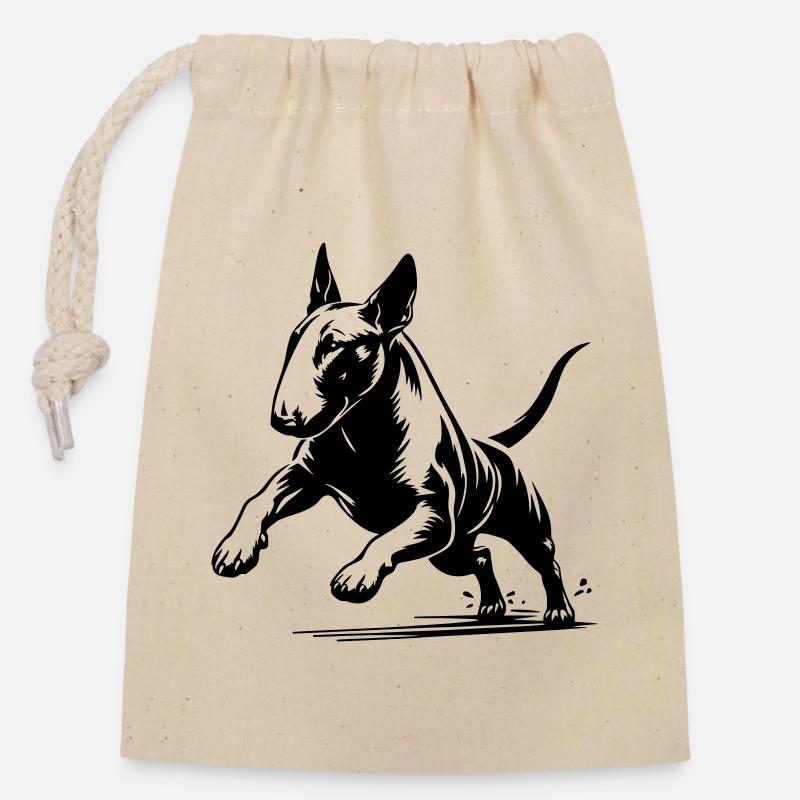 Bullterrier - Verschließbarer Geschenkbeutel aus Baumwolle (14x20cm) - Natur