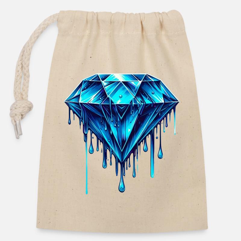 Diamant - Verschließbarer Geschenkbeutel aus Baumwolle (14x20cm) - Natur