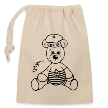 Teddy See Meer Kinder Baby Shirt kreativ Textilmar - Verschließbarer Geschenkbeutel aus Baumwolle (14x20cm) - Natur - Vorne