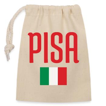 Lebendige italienische Flagge und PISA Heritage Design - Verschließbarer Geschenkbeutel aus Baumwolle (14x20cm) - Natur - Vorne
