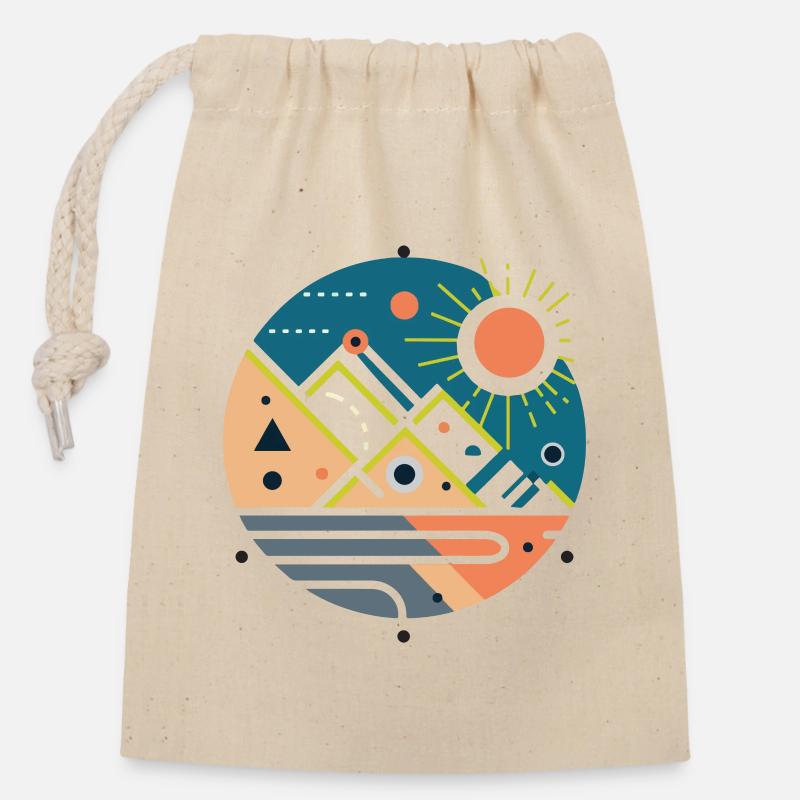 Mountains - Closable cotton gift bag (14x20cm) - nature