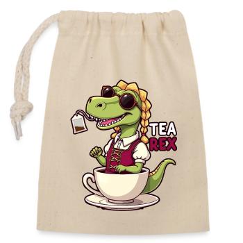 Tea Rex Tyrannosaurus Rex Trachtenshirt Dirndl - Verschließbarer Geschenkbeutel aus Baumwolle (14x20cm) - Natur - Vorne