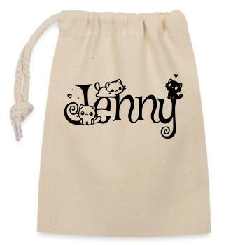 Jenny Name Vorname Kätzchenname - Verschließbarer Geschenkbeutel aus Baumwolle (14x20cm) - Natur - Vorne