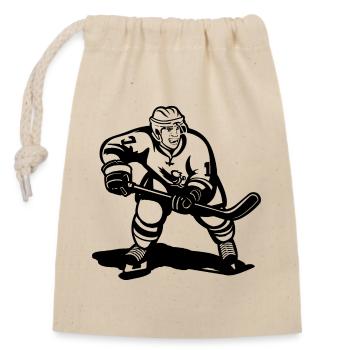 Eishockeyspieler Skizze - Verschließbarer Geschenkbeutel aus Baumwolle (14x20cm) - Natur - Vorne