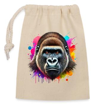 Gorilla - Closable cotton gift bag (14x20cm) - nature - Front