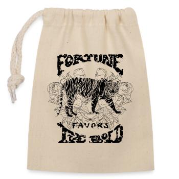 FORTUNE FAVORS THE BOLD - Closable cotton gift bag (14x20cm) - nature - Front