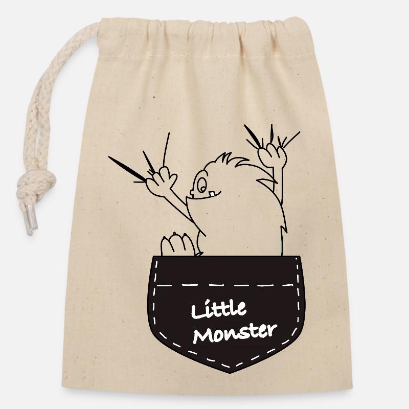Monster - Closable cotton gift bag (14x20cm) - nature