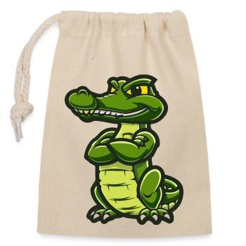 Bande dessinée alligator - Sac cadeau en coton avec cordon (14 x 20 cm) - nature - Devant