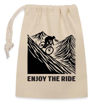 MTB Mountainbike - Genieße die Fahrt - Verschließbarer Geschenkbeutel aus Baumwolle (14x20cm) - Natur - Vorne