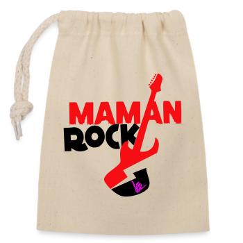 Maman rock - Sac cadeau en coton avec cordon (14 x 20 cm) - nature - Devant
