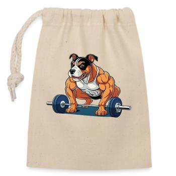 Amstaf Gym Lifts Weights Strongman - Closable cotton gift bag (14x20cm) - nature - Front