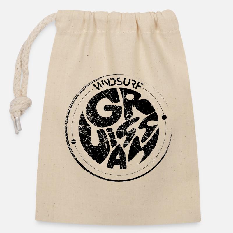 gruissan tshirt windsurf - Sac cadeau en coton avec cordon (14 x 20 cm) - nature