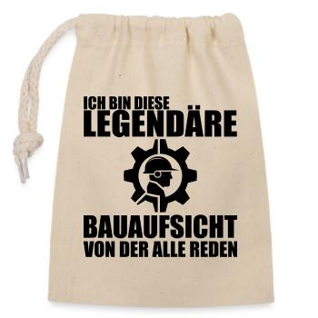 Bauleitung Baustelle Bauleiter Bauaufsicht - Verschließbarer Geschenkbeutel aus Baumwolle (14x20cm) - Natur - Vorne