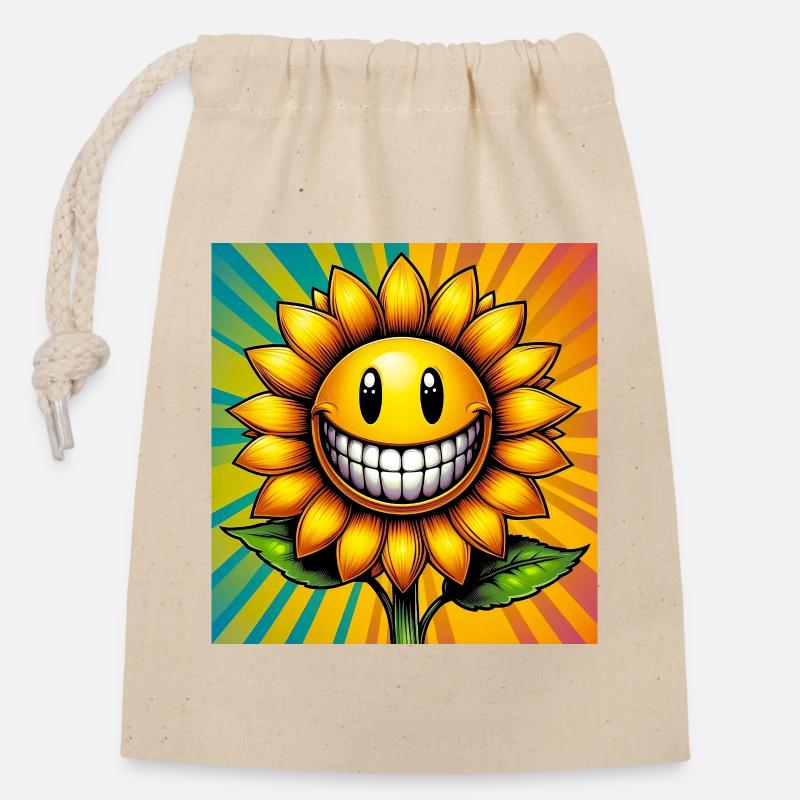 Sonnenblume - Verschließbarer Geschenkbeutel aus Baumwolle (14x20cm) - Natur