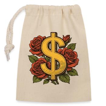 Luxus & Erfolg - Wealth Roses - Verschließbarer Geschenkbeutel aus Baumwolle (14x20cm) - Natur - Vorne
