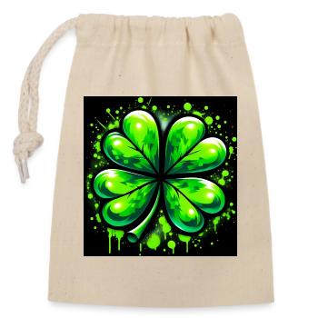 Trèfle à quatre feuilles - Sac cadeau en coton avec cordon (14 x 20 cm) - nature - Devant