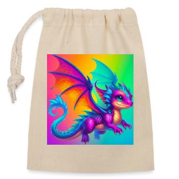 dragon - Closable cotton gift bag (14x20cm) - nature - Front