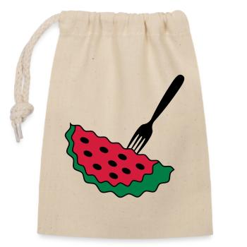 Melon with fork - Closable cotton gift bag (14x20cm) - nature - Front
