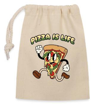 Pizza Is Life - Verschließbarer Geschenkbeutel aus Baumwolle (14x20cm) - Natur - Vorne