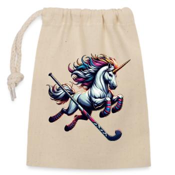 Eishockey Einhorn Mit Schläger Fantasy Power - Verschließbarer Geschenkbeutel aus Baumwolle (14x20cm) - Natur - Vorne