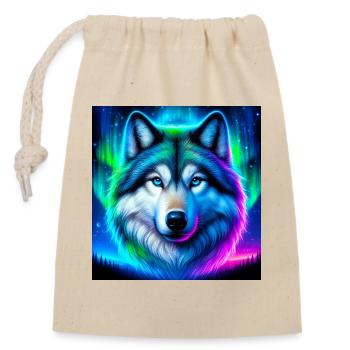 Loup - Sac cadeau en coton avec cordon (14 x 20 cm) - nature - Devant