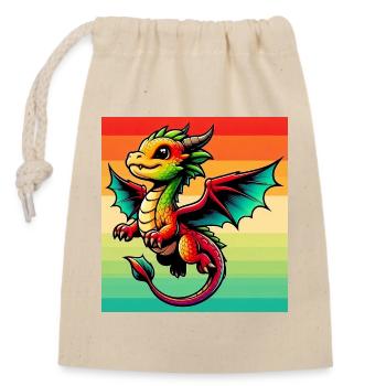 dragon - Closable cotton gift bag (14x20cm) - nature - Front