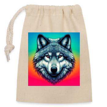 Loup - Sac cadeau en coton avec cordon (14 x 20 cm) - nature - Devant