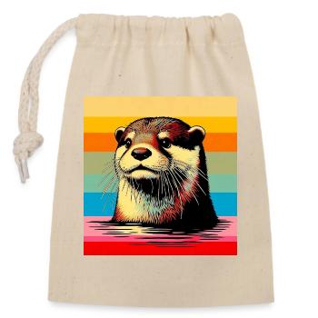 Otter - Verschließbarer Geschenkbeutel aus Baumwolle (14x20cm) - Natur - Vorne